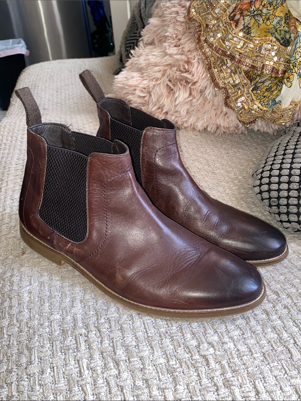 Ben Sherman Men's Brown Leather Chukka Chelsea Boots